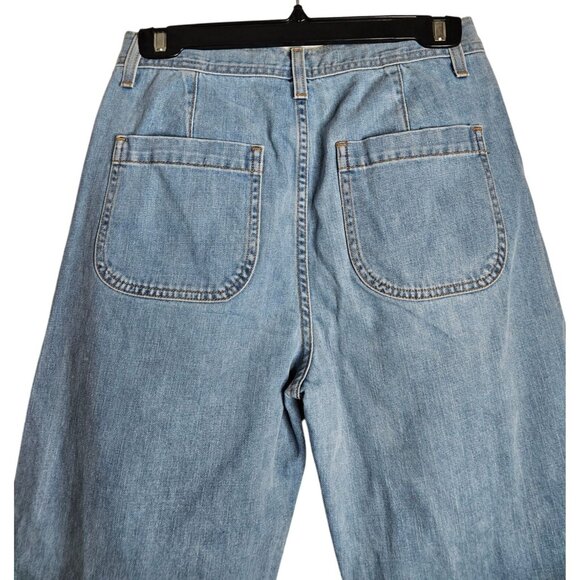 Nasty Gal Womens Wide Leg High-Waist Cropped Denim Jeans With Raw Hem Size 27 - Picture 3 of 8